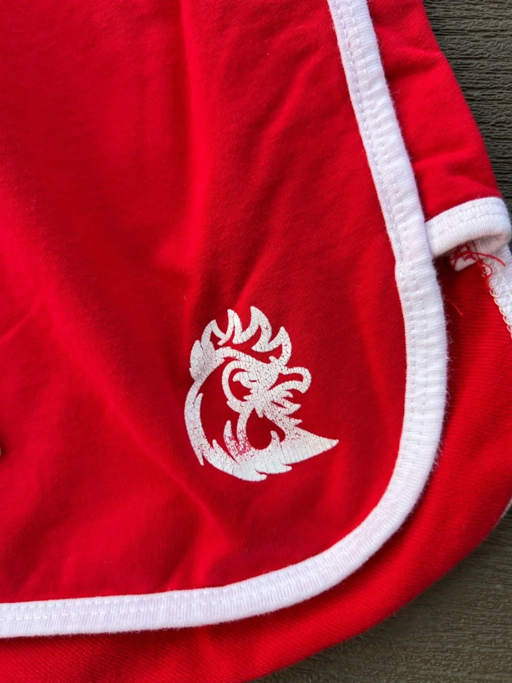 Men's Yolk Club Red Athletic Shorts with White Trim and Drawstring